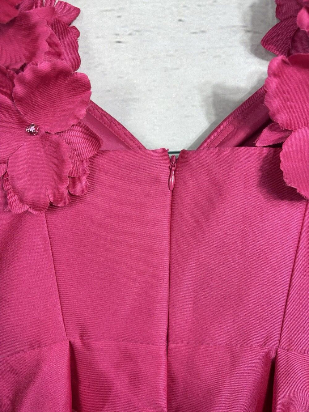 Adrianna Papell NWT Sz 4 3D FLORAL STRAP MIDI DRESS Electric Pink AP1E211949 - Picture 6 of 9